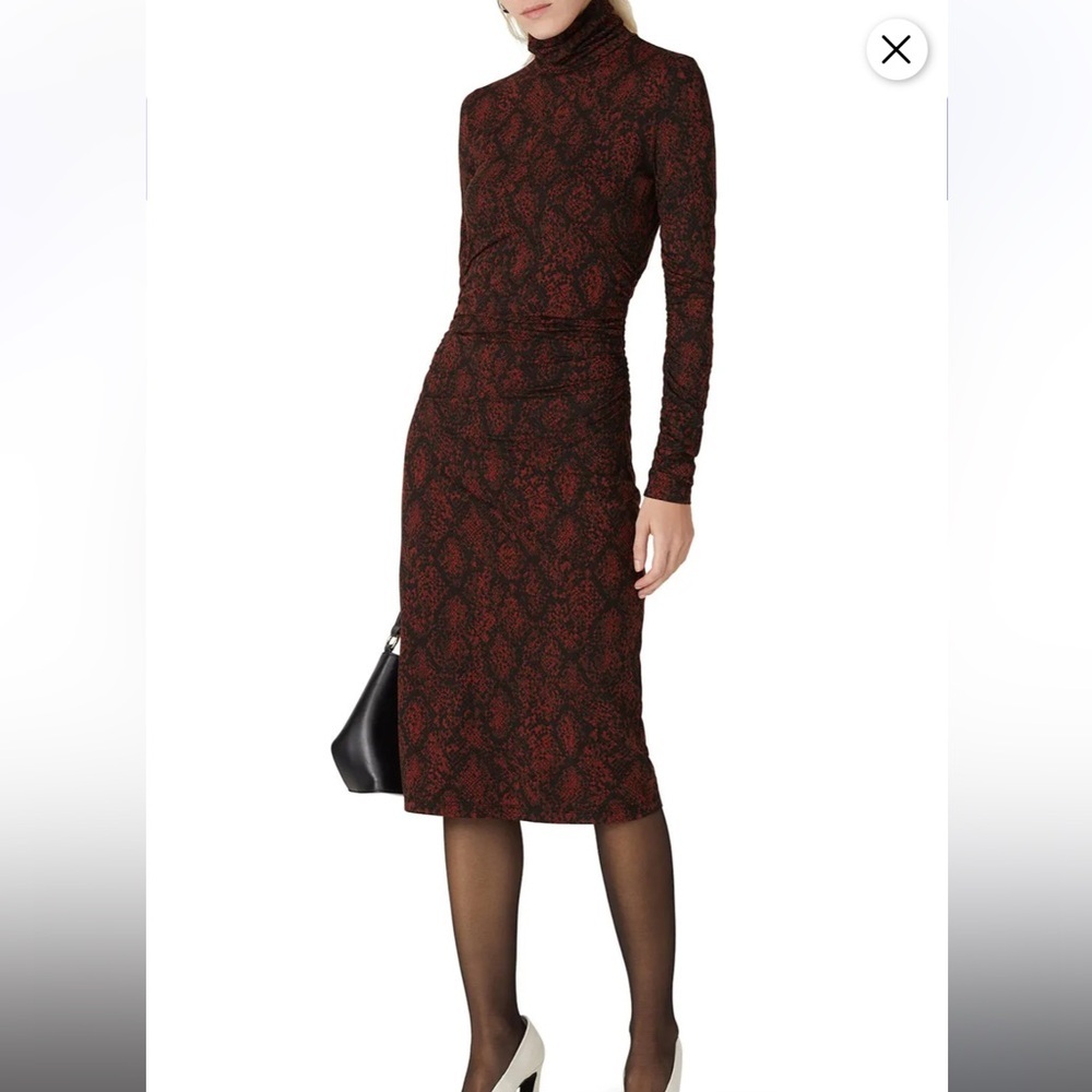 Proenza Schouler White Label Red Snake Print Turtleneck Dress